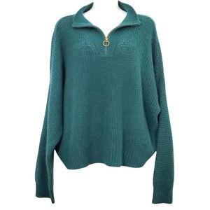 American Eagle Size XL Dark Green Mock Neck Sweater Quarter Zip Knit Pullover